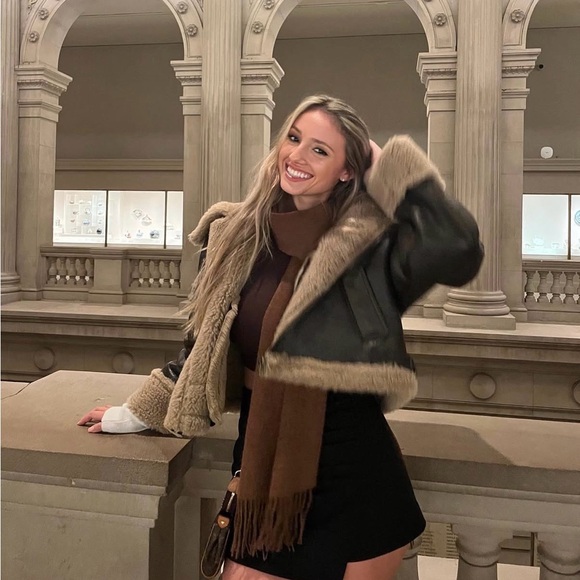 Zara Jackets & Blazers - Zara Dark Brown Jacket with Cream Shearling